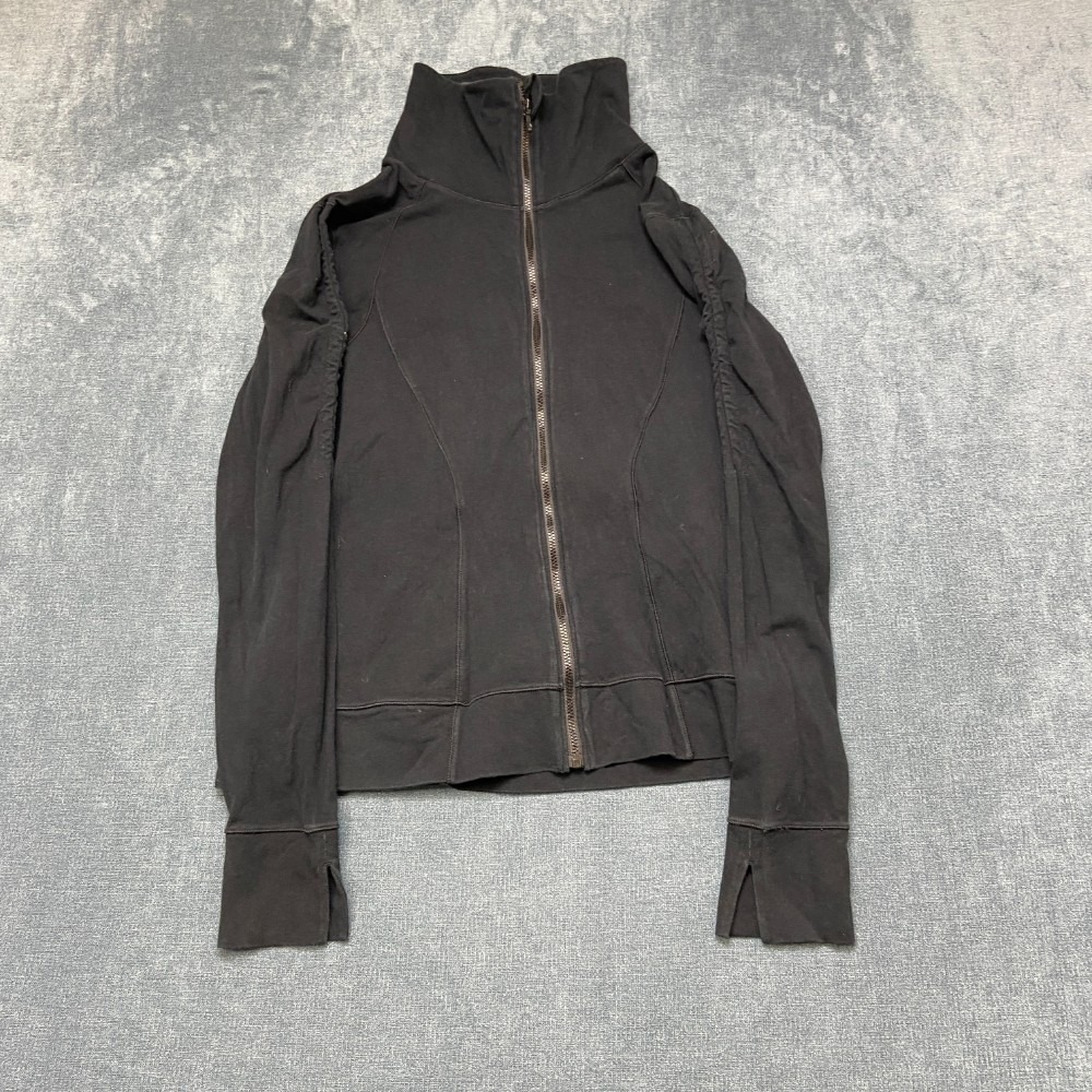 Kenneth Cole Reaction Activewear Jacket Womens L Black Elastic Shoulder Full Zip